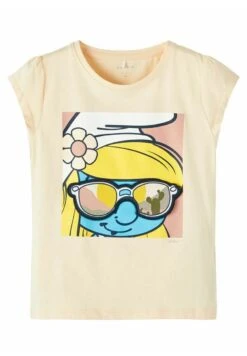 NAME IT Nmfani Smurfs Ss Vde - T-Shirt Print - Créme De Pêche